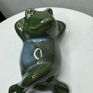 Green Frog Ceramic Figurine